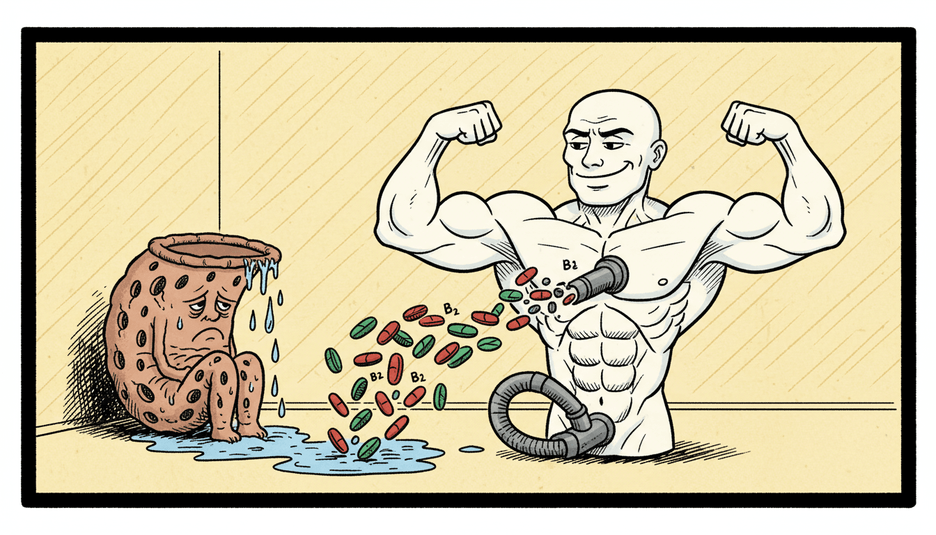 GLP-2 teduglutide gut — comic illustration