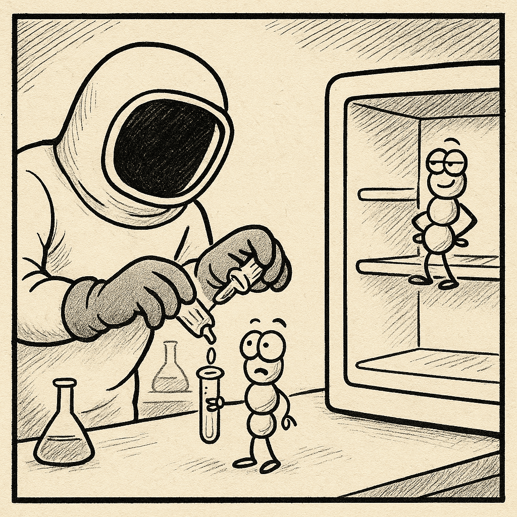 Peptide handling reconstitution — comic illustration